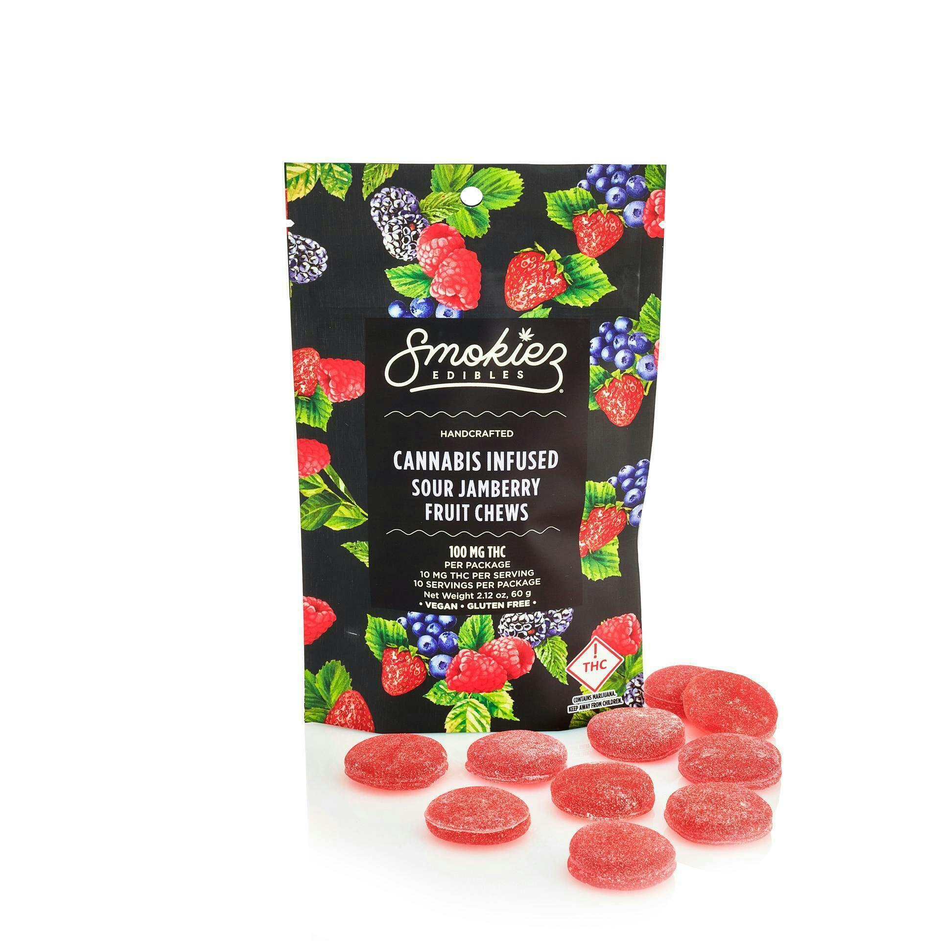 Smokiez Edibles - Sour Jamberry Fruit Chews | 100mg | 10ct | 100mg/ea - 1