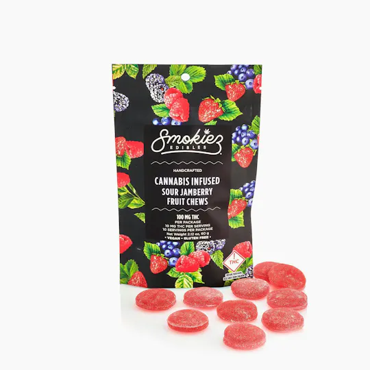 Smokiez Edibles - Sour Jamberry Fruit Chews | 100mg | 10ct | 100mg/ea - 1