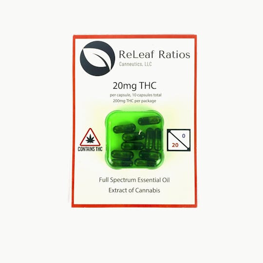 Indico - Releaf Ratios 20mg THC Capsules - 1