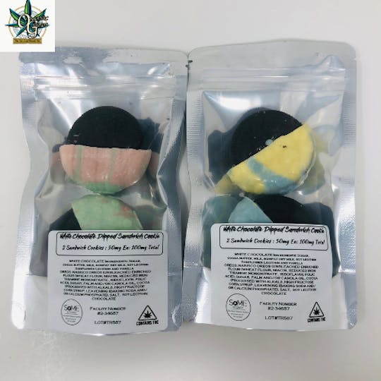 Organic Goods - 100mg Spring Colored Chocolate Dipped Sandwich Cookie - 1