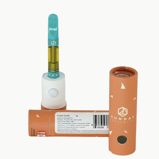 Sunday Extracts - 1g Purple Gorilla Cartridge - 1