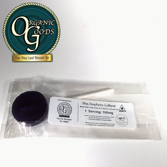 Organic Goods - Blue Raspberry Lollipop made with Hash Rosin and Premium Concentrate 100mg - 1