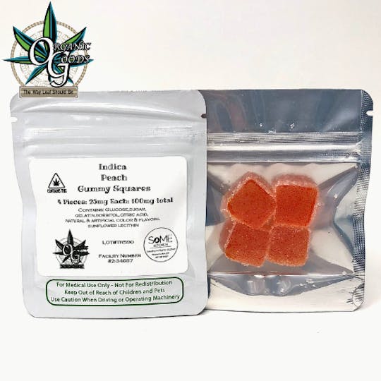 Organic Goods - 100mg Indica Peach Gummy Squares - 1