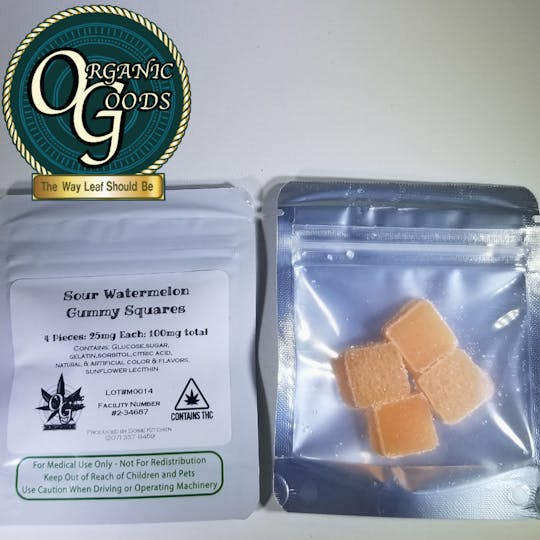 Organic Goods - 100mg Sour Watermelon Gummy Squares - 1