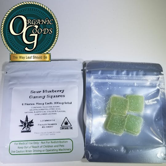 Organic Goods - 100mg Sour Blueberry Gummy Squares - 1