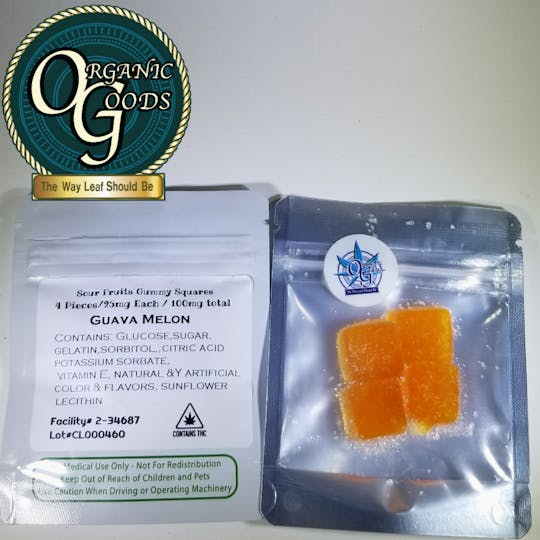 Organic Goods - 100mg Guava-Melon Gummy Squares - 1