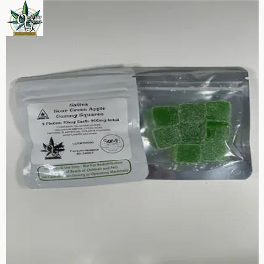 Organic Goods - 200mg Sativa Sour Green Apple Gummy Squares - 1