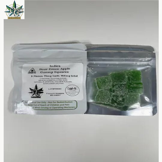 Organic Goods - 200mg Indica Sour Green Apple Gummy Squares - 1