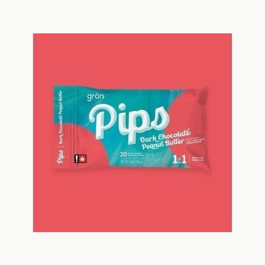 Grön Edibles - Grön 1:1 Dark Chocolate Peanut Butter Pips - CBD/THC - 1