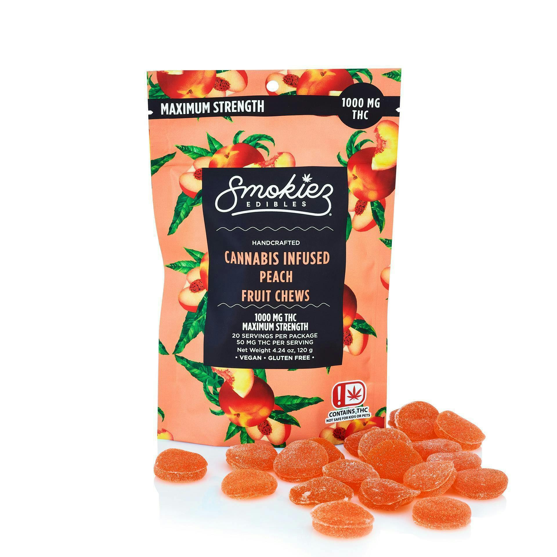 Smokiez Edibles - Peach Fruit Chews | 1000mg | 20ct | 50mg/ea - 1