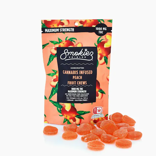 Smokiez Edibles - Peach Fruit Chews | 1000mg | 20ct | 50mg/ea - 1