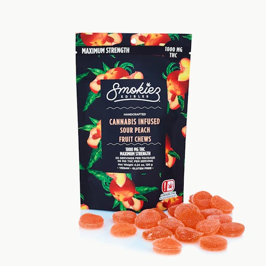 Smokiez Edibles - Sour Peach 1000mg THC Fruit Chews - OK - 1