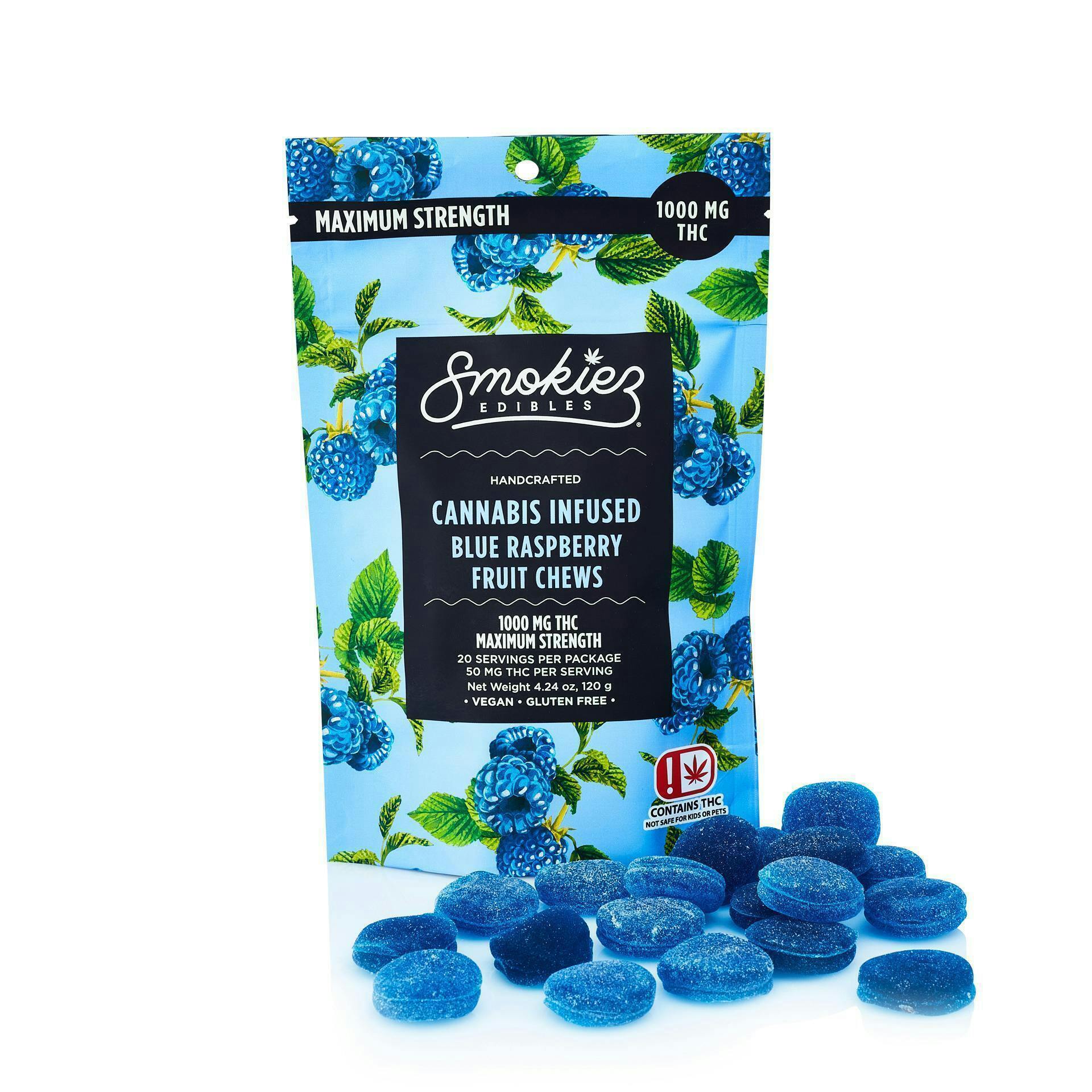 Smokiez Edibles - Blue Raspberry Fruit Chews | 1000mg | 20ct | 50mg/ea - 1