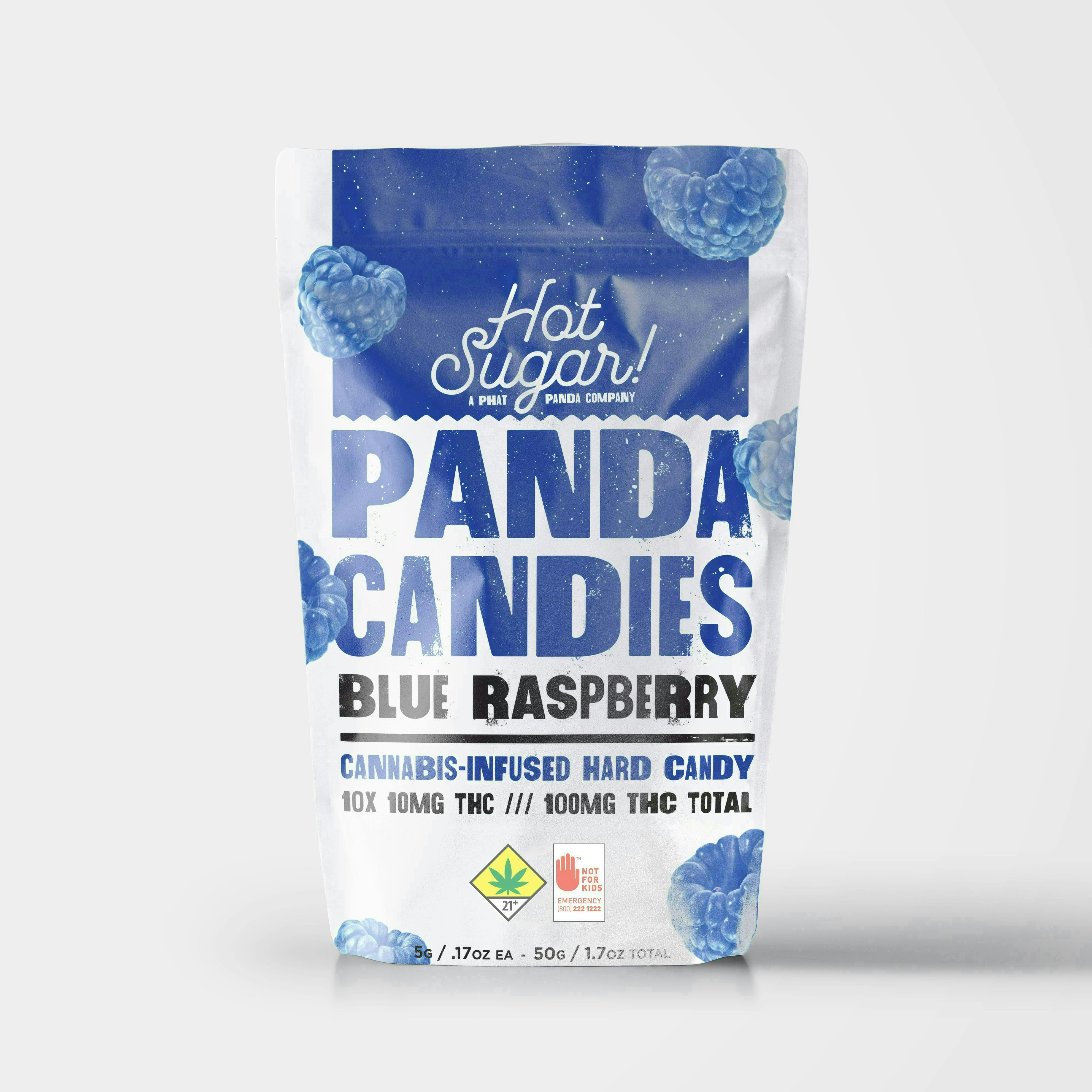 Hot Sugar! - Panda Candies | Blue Raspberry Edibles | 100mg | 10ct | 10mg/ea - 1