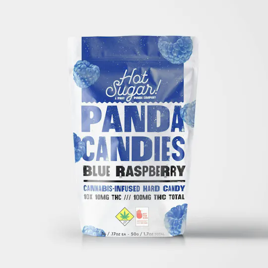 Hot Sugar! - Panda Candies | Blue Raspberry Edibles | 100mg | 10ct | 10mg/ea - 1