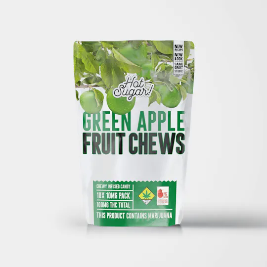 Hot Sugar! - Hot Sugar! | Fruit Chews | Green Apple Edibles | 100mg | 10ct | 10mg/ea - 1