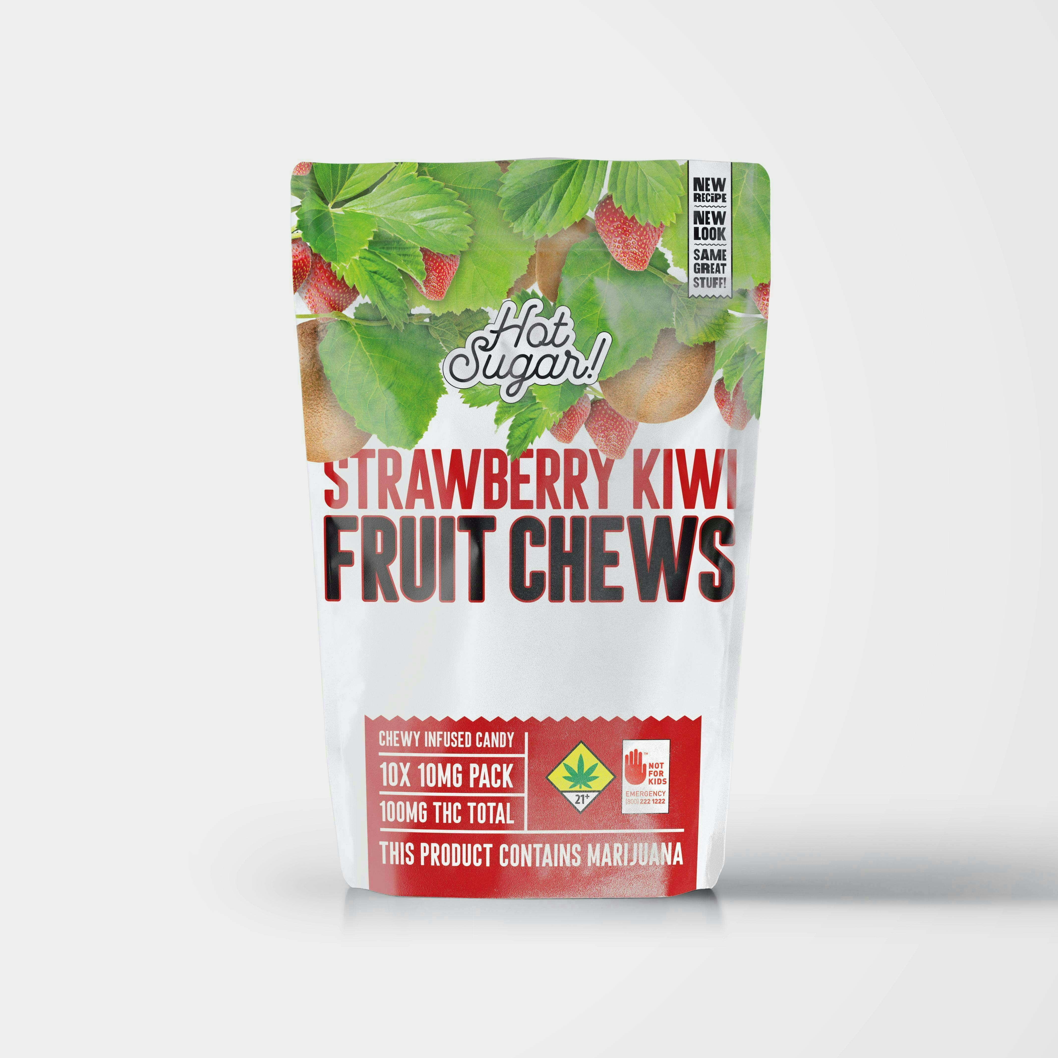 Hot Sugar! - Hot Sugar! | Fruit Chews | Straw Kiwi Gummies | 100mg | 10ct | 10mg/ea - 1