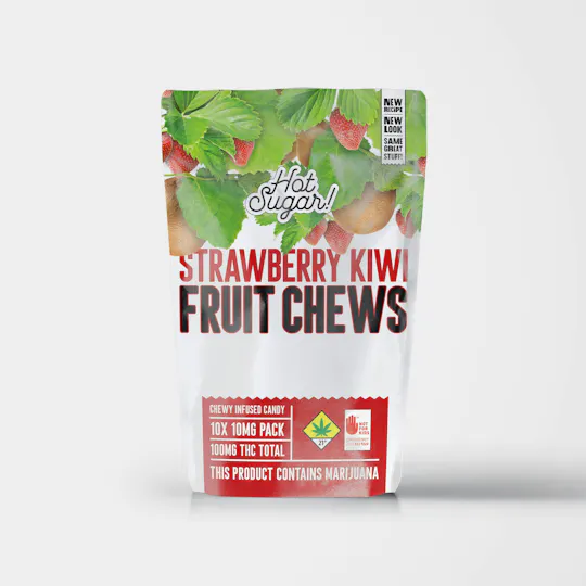 Hot Sugar! - Hot Sugar! | Fruit Chews | Straw Kiwi Gummies | 100mg | 10ct | 10mg/ea - 1