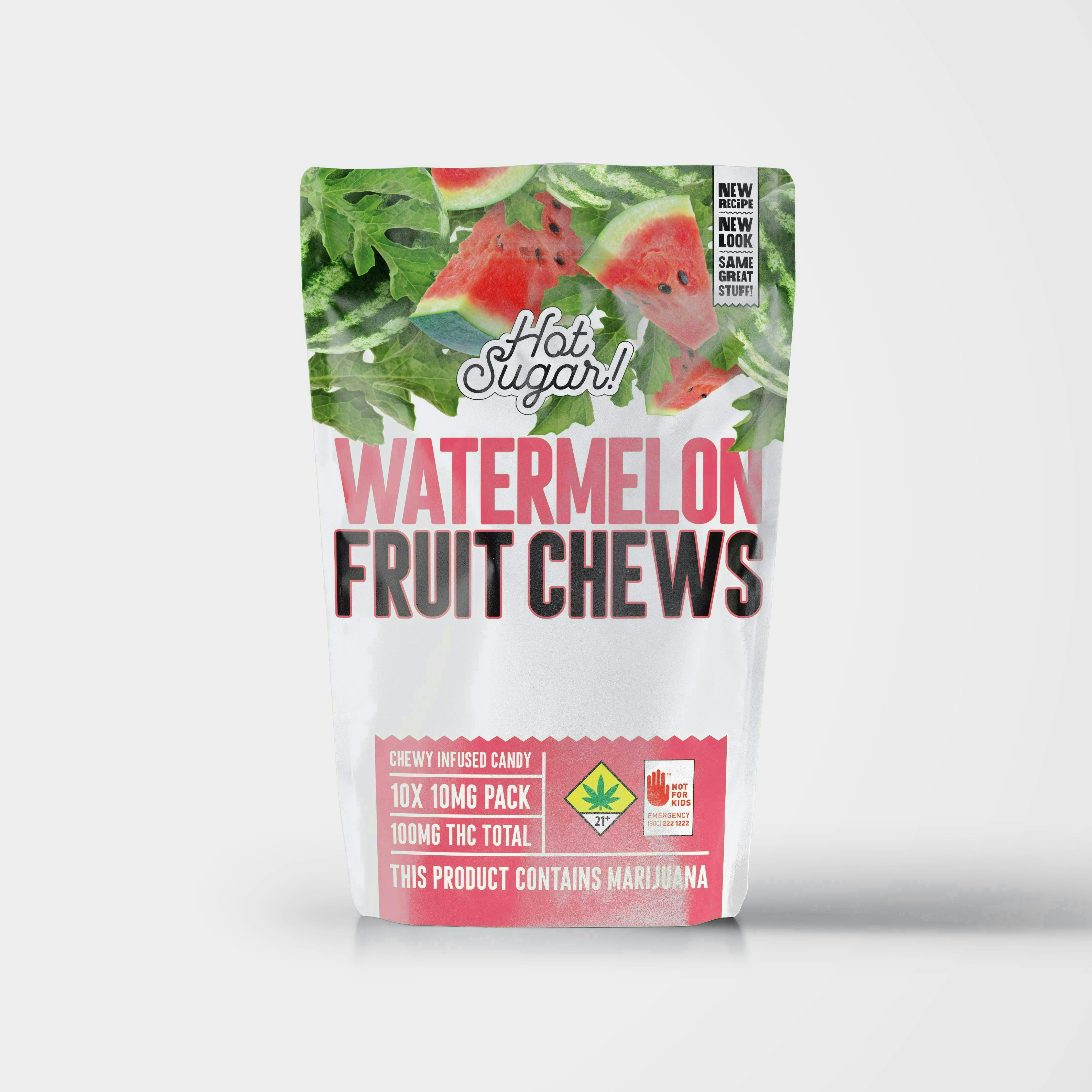 Hot Sugar! - Fruit Chews | Watermelon Edibles | 100mg | 10ct | 10mg/ea - 1