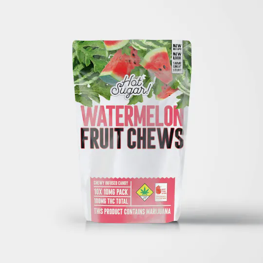 Hot Sugar! - Fruit Chews | Watermelon Edibles | 100mg | 10ct | 10mg/ea - 1