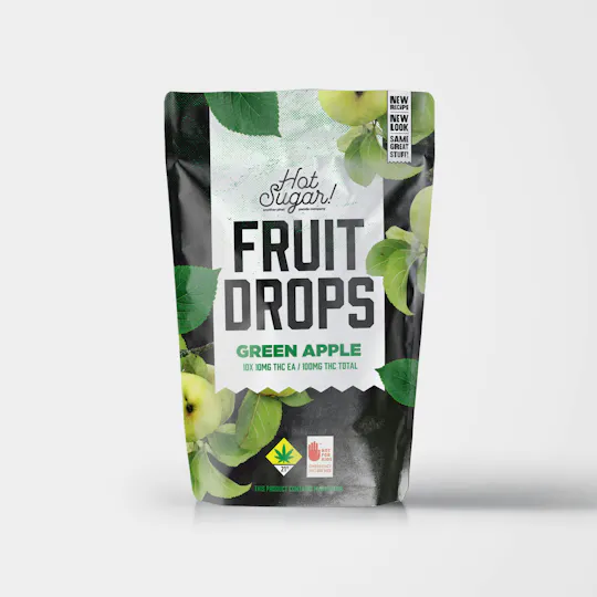 Hot Sugar! - Fruit Drops | Green Apple Gummies | 100mg | 10ct | 10mg/ea - 1