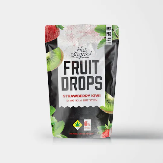 Hot Sugar! - Fruit Drops | Strawberry Kiwi Gummies | 100mg | 10ct | 10mg/ea. - 1