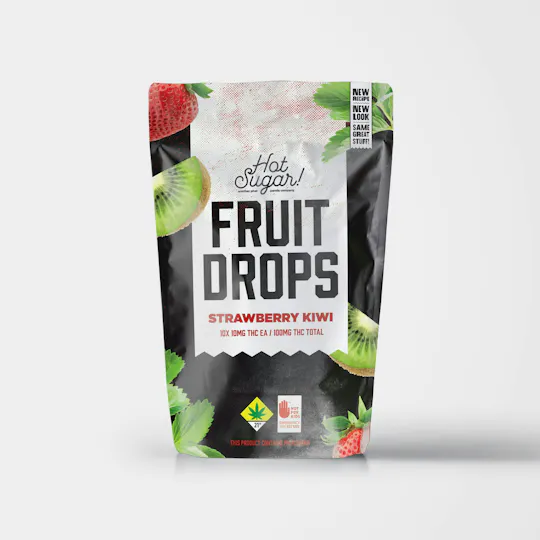 Hot Sugar! - Fruit Drops | Strawberry Kiwi Gummies | 100mg | 10ct | 10mg/ea - 1