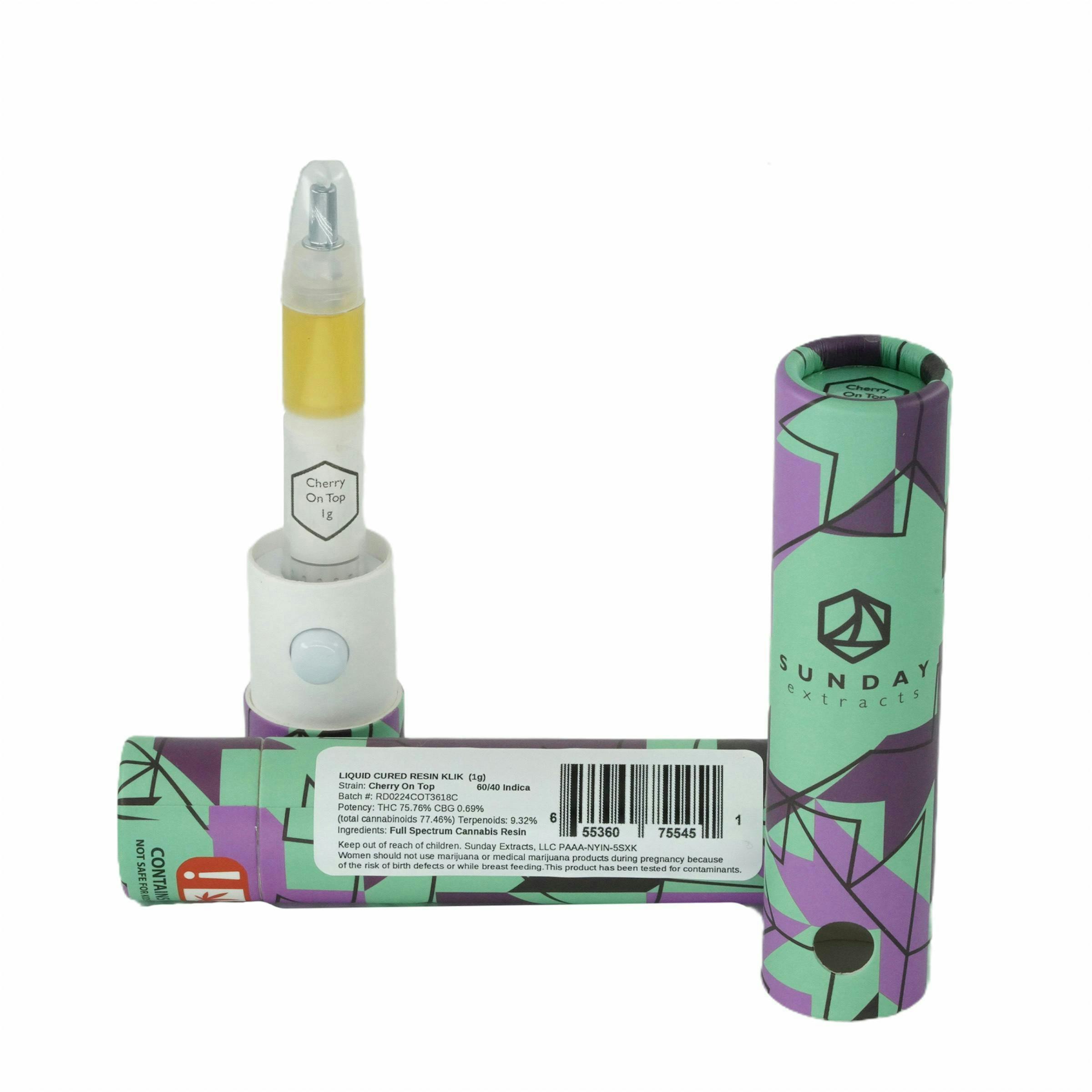 Sunday Extracts - 1g Cured Resin Klik - Cherry On Top - 1