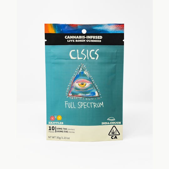 CLSICS Rosin & Rosin Infused Pre Rolls - Zkittles Inda-Couch - 10Pk GUMMIES LIVE ROSIN INFUSED - 1