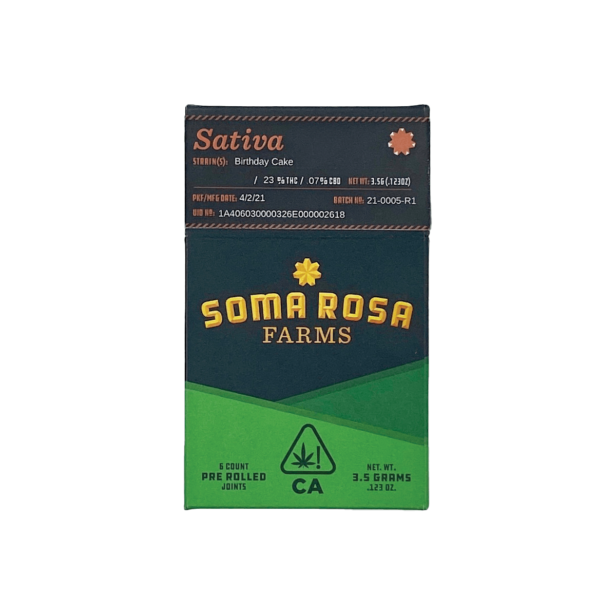 Soma Rosa Farms - Birthday Cake - 6 pack prerolls - 1