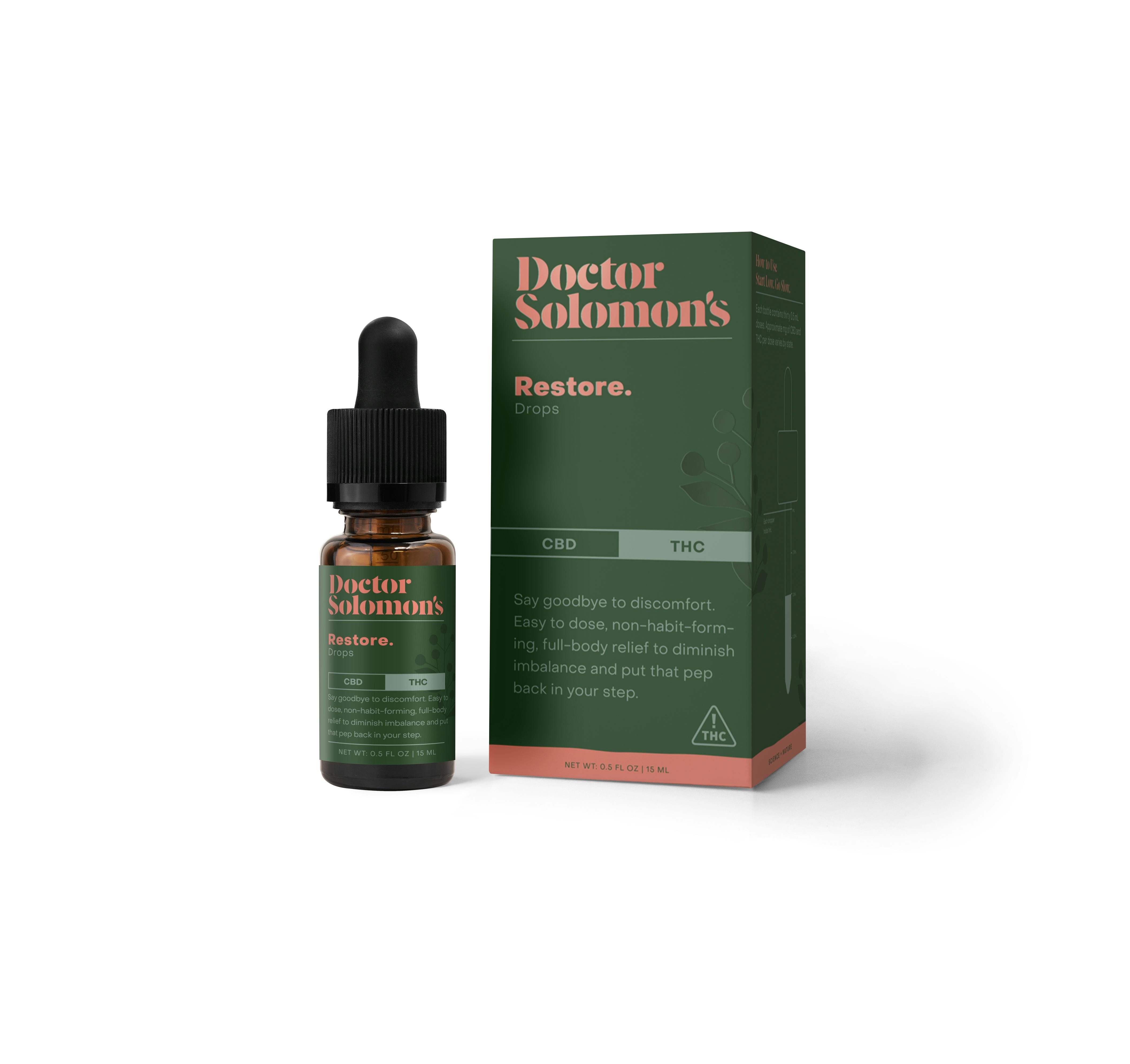 Doctor Solomon's - Doctor Solomon's Restore 1:1 CBD:THC Drops 200mg CBD 200mg THC - 1