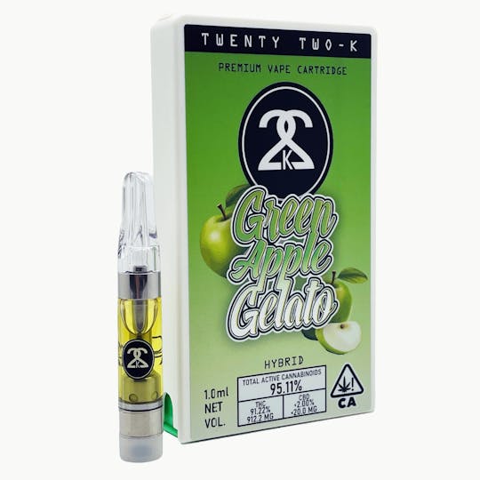 Twenty Two K / 22k - 22K - Green Apple Gelato - Cartridge - 1.0ml - 1