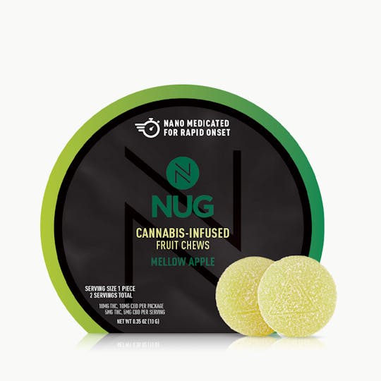 NUG - 1:1 Mellow Apple 20mg CBD:THC Balance Fruit Chews 2pk - 1