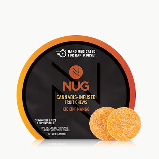 NUG - Kickin' Mango 20mg Uplift Fruit Chews 2pk - 1