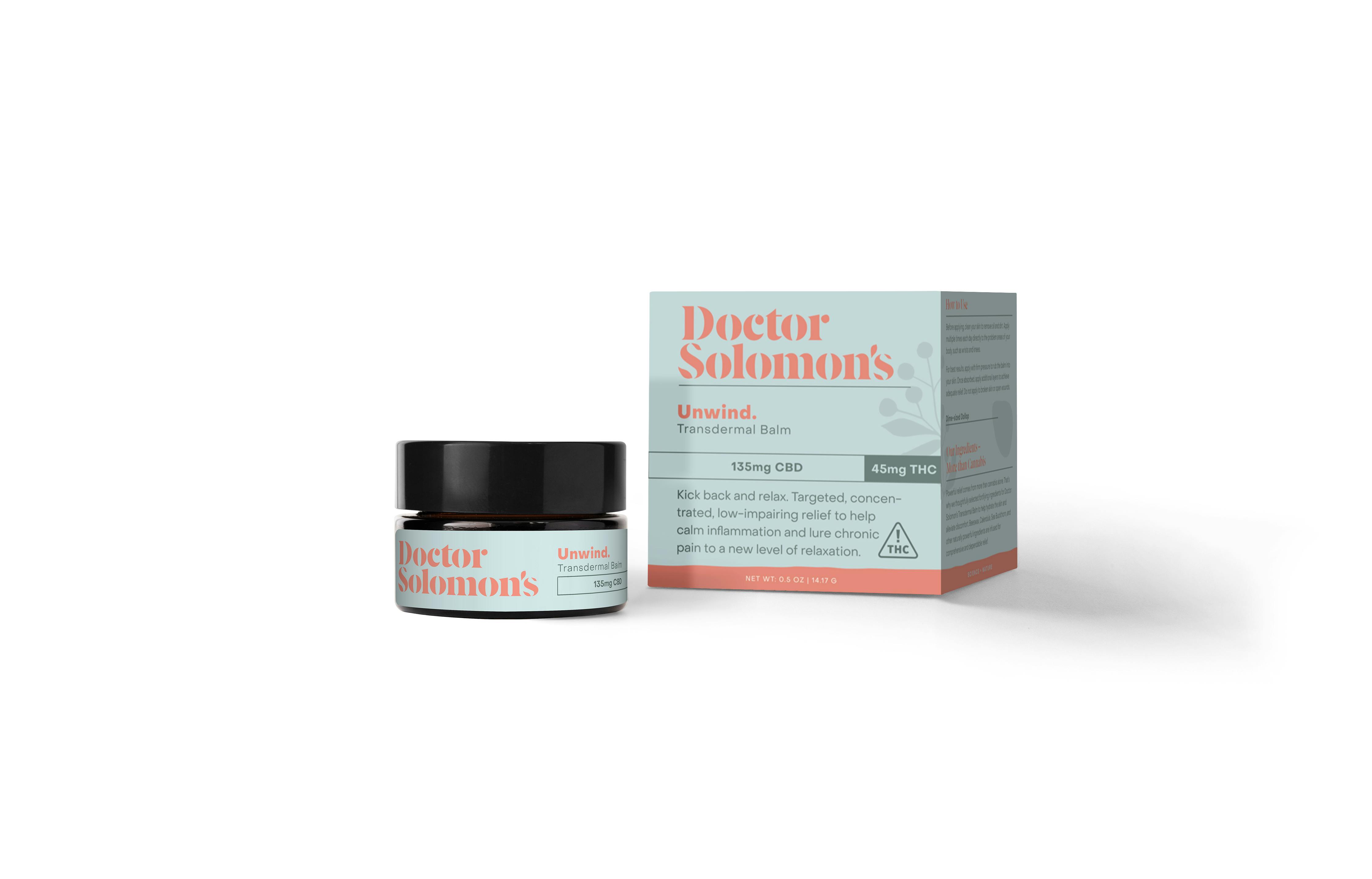 Doctor Solomon's - Doctor Solomon's Unwind CBD Transdermal Balm 135mg CBD 45mg THC - 1