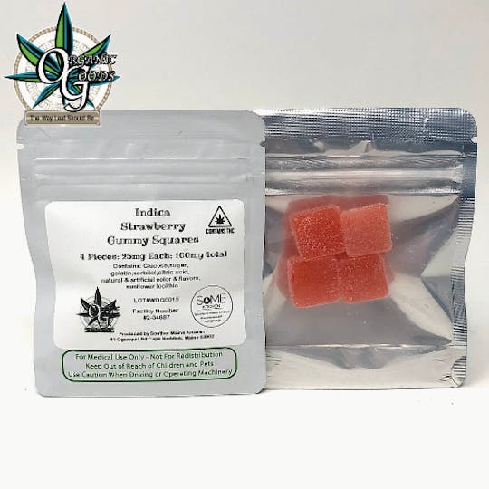 Organic Goods - 100mg Indica Strawberry Gummy Squares - 1