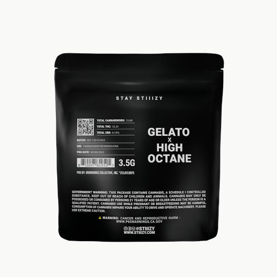 STIIIZY - - GELATO X HIGH OCTANE - 3.5G Black Label Mylar - 1