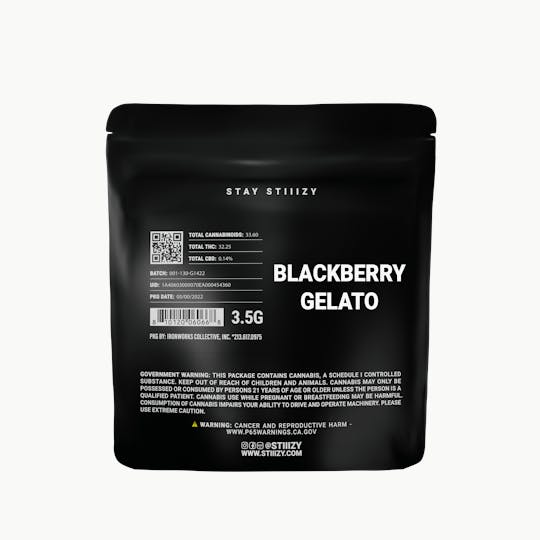 STIIIZY - - BLACKBERRY GELATO - 3.5G Black Label Mylar - 1
