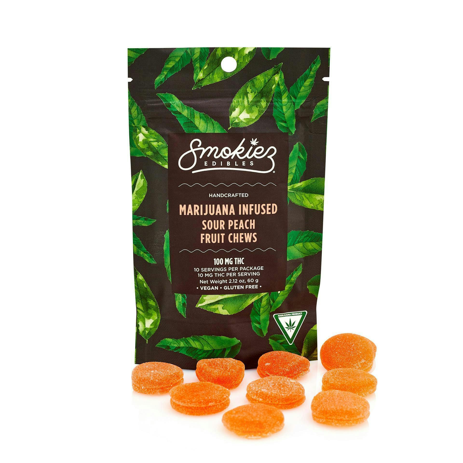 Smokiez Edibles - Sour Peach Fruit Chews Gummies | 100mg | 10ct | 10mg/ea - 1