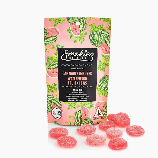 Smokiez Edibles - Watermelon Fruit Chews | 50mg | 10ct | 5mg/ea - 1