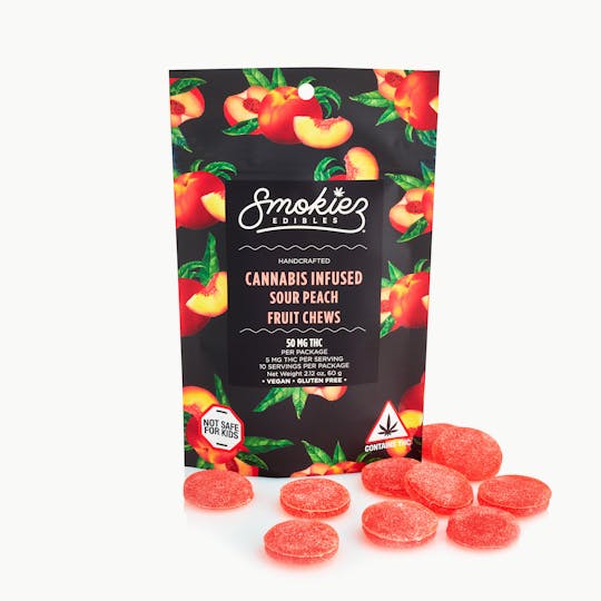 Smokiez Edibles - Sour Peach Fruit Chews - 50mg THC - MA - 1