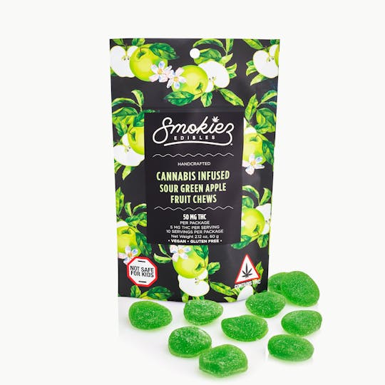 Smokiez Edibles - Sour Green Apple Fruit Chews - 50mg THC - MA - 1