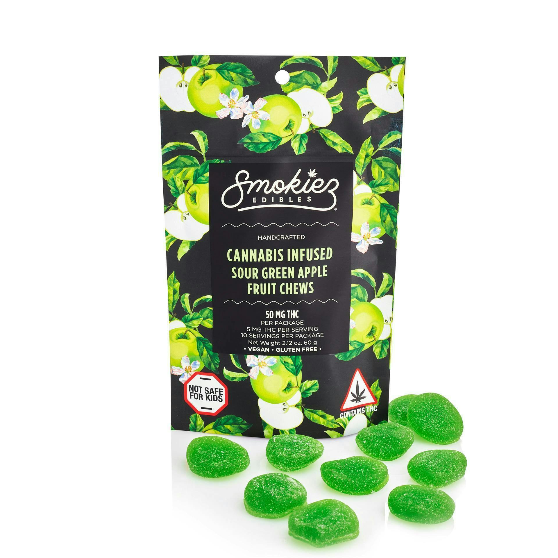 Smokiez Edibles - Sour Green Apple Fruit Chews | 50mg | 10ct | 5mg/ea - 1