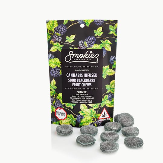 Smokiez Edibles - Sour Blackberry Fruit Chews - 50mg THC - MA - 1