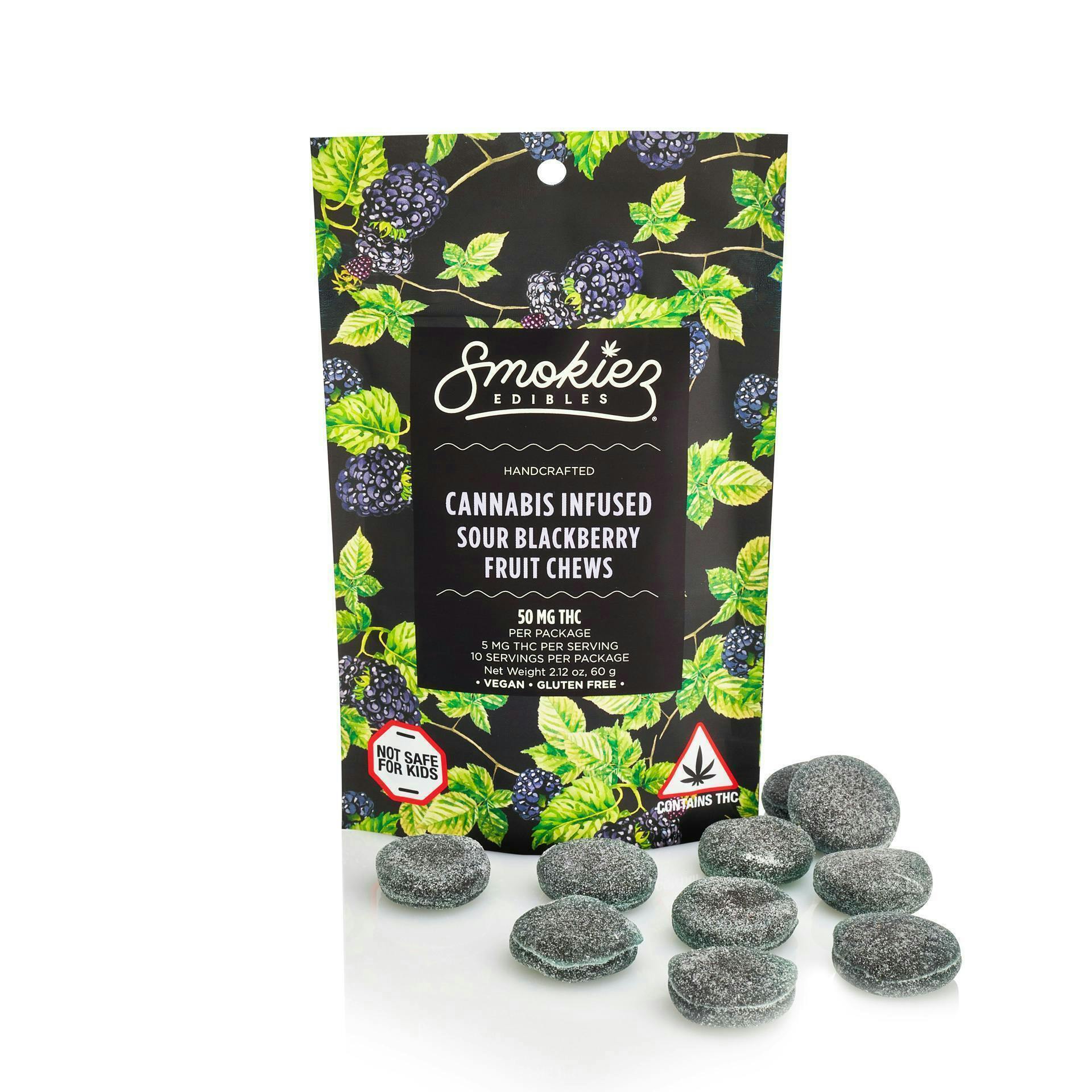Smokiez Edibles - Sour Blackberry Fruit Chews | 50mg | 10ct | 5mg/ea - 1