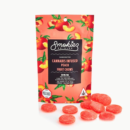 Smokiez Edibles - Peach Fruit Chews - 50mg THC - MA - 1