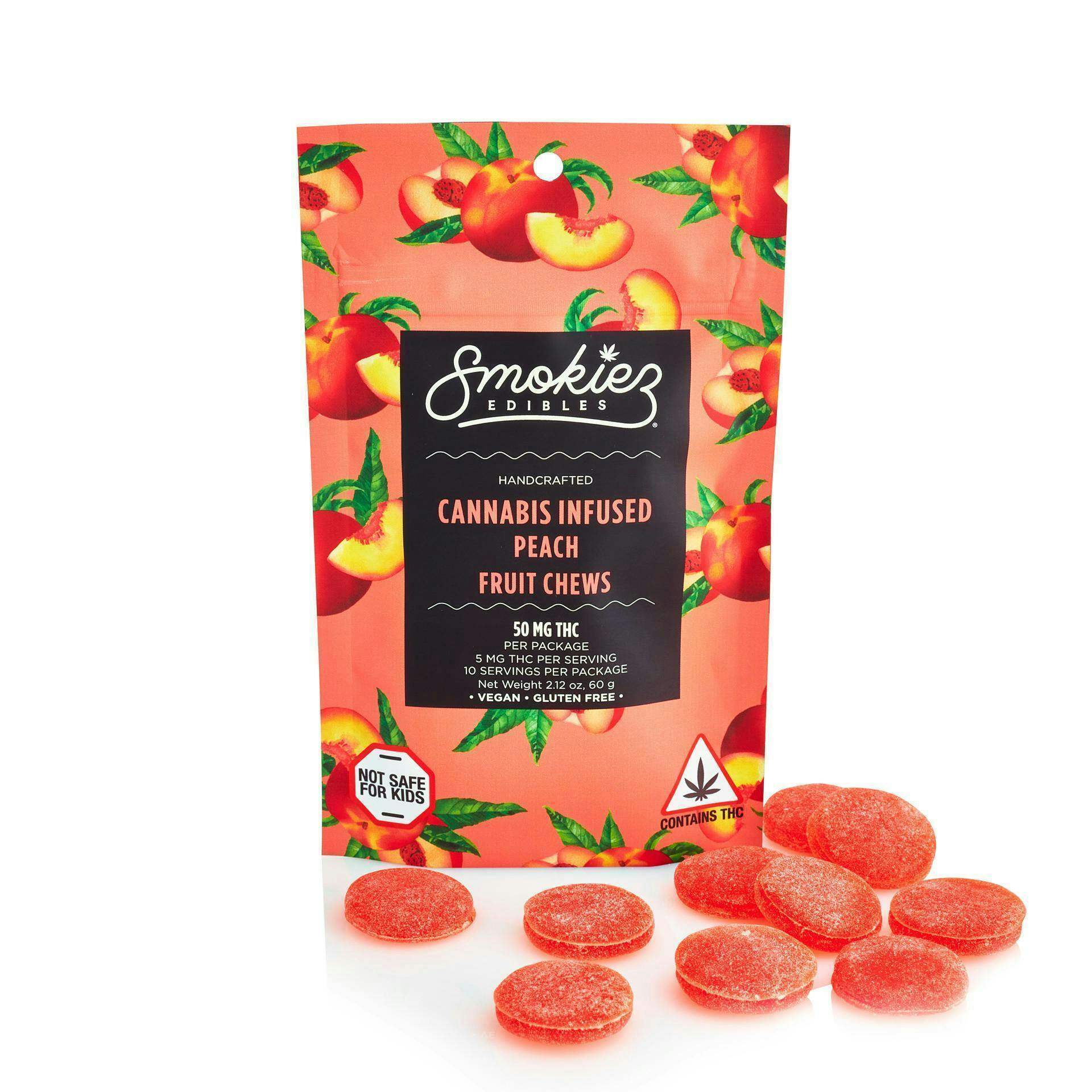 Smokiez Edibles - Peach Fruit Chews | 50mg | 10ct | 5mg/ea - 1