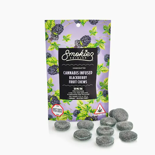 Smokiez Edibles - Blackberry Fruit Chews | 50mg | 10ct | 5mg/ea - 1
