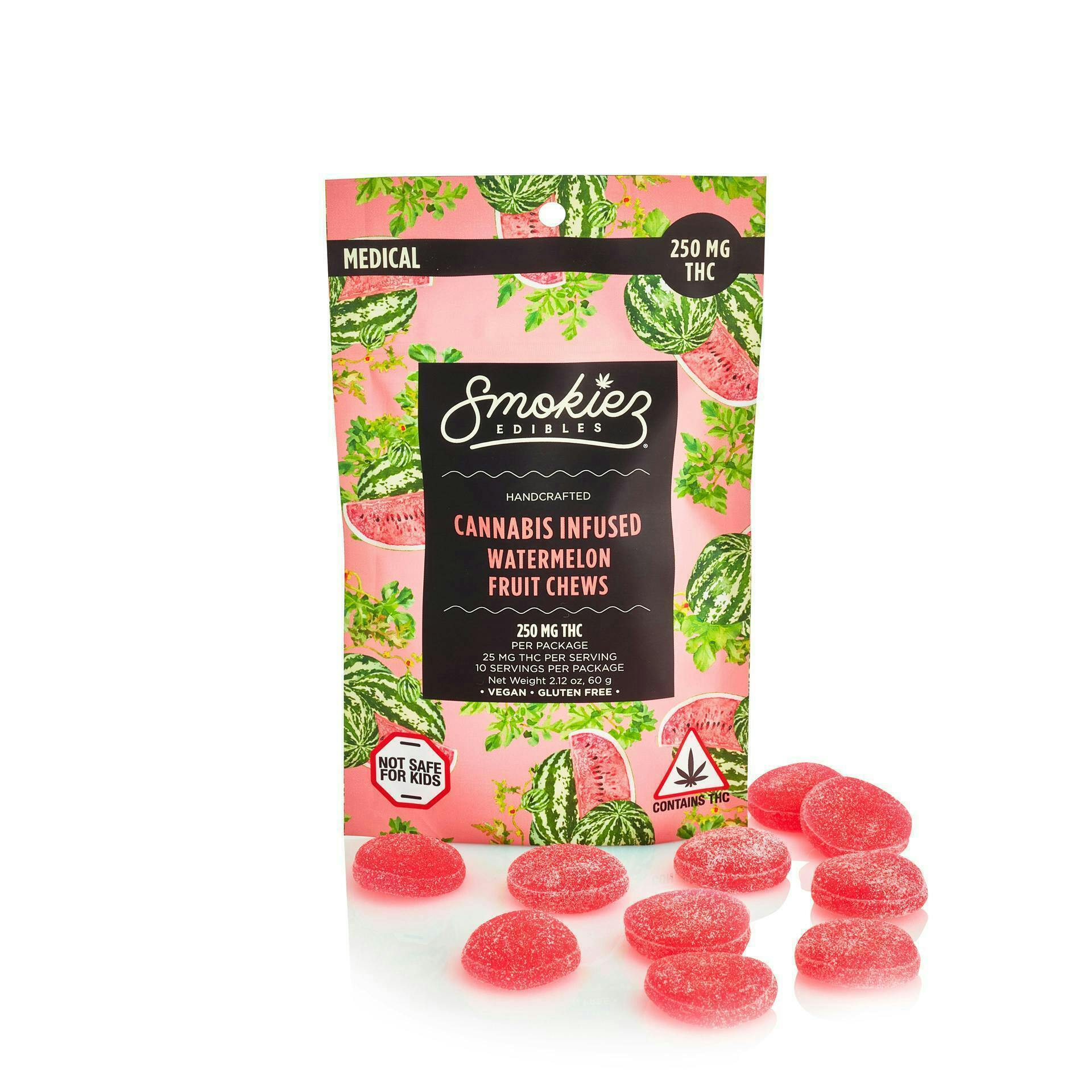 Smokiez Edibles - Watermelon Fruit Chews | 250mg | 10ct | 25mg/ea - 1