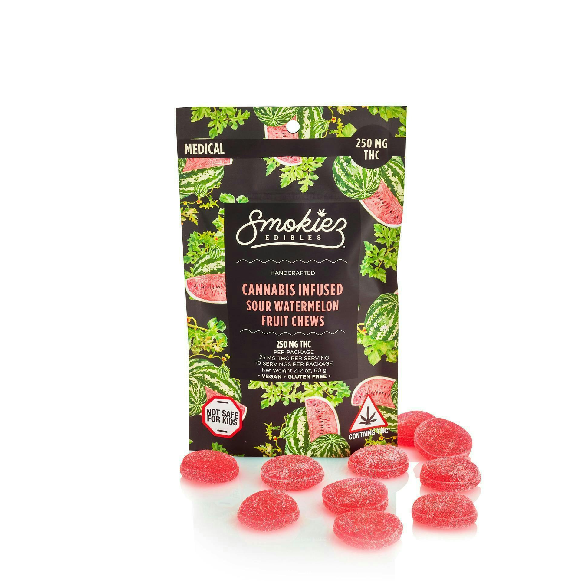 Smokiez Edibles - Sour Watermelon Fruit Chews | 250mg | 10ct | 25mg/ea - 1